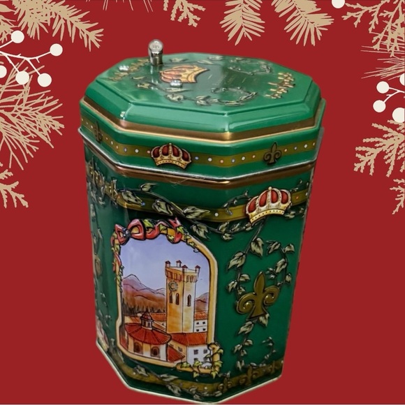 Stieffenhofer Music Box Cookie Tin Green Canister -Germany 2007 - Picture 4 of 8